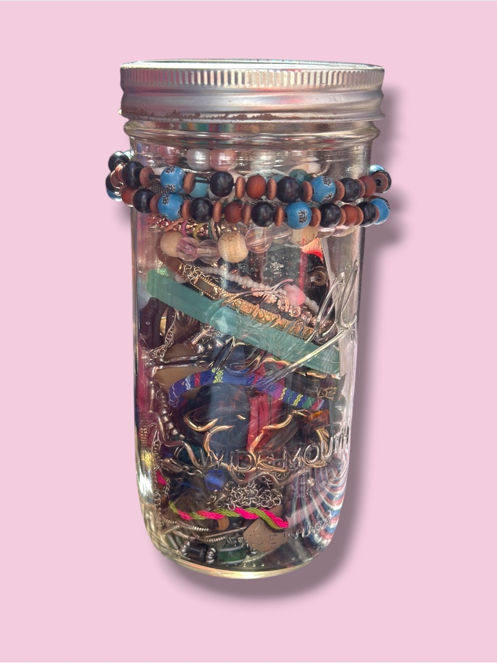 Mystery jewelry Mason jar